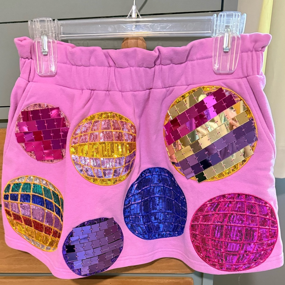 NWOT QUEEN OF SPARKLES Pink Sequin Mini Skirt